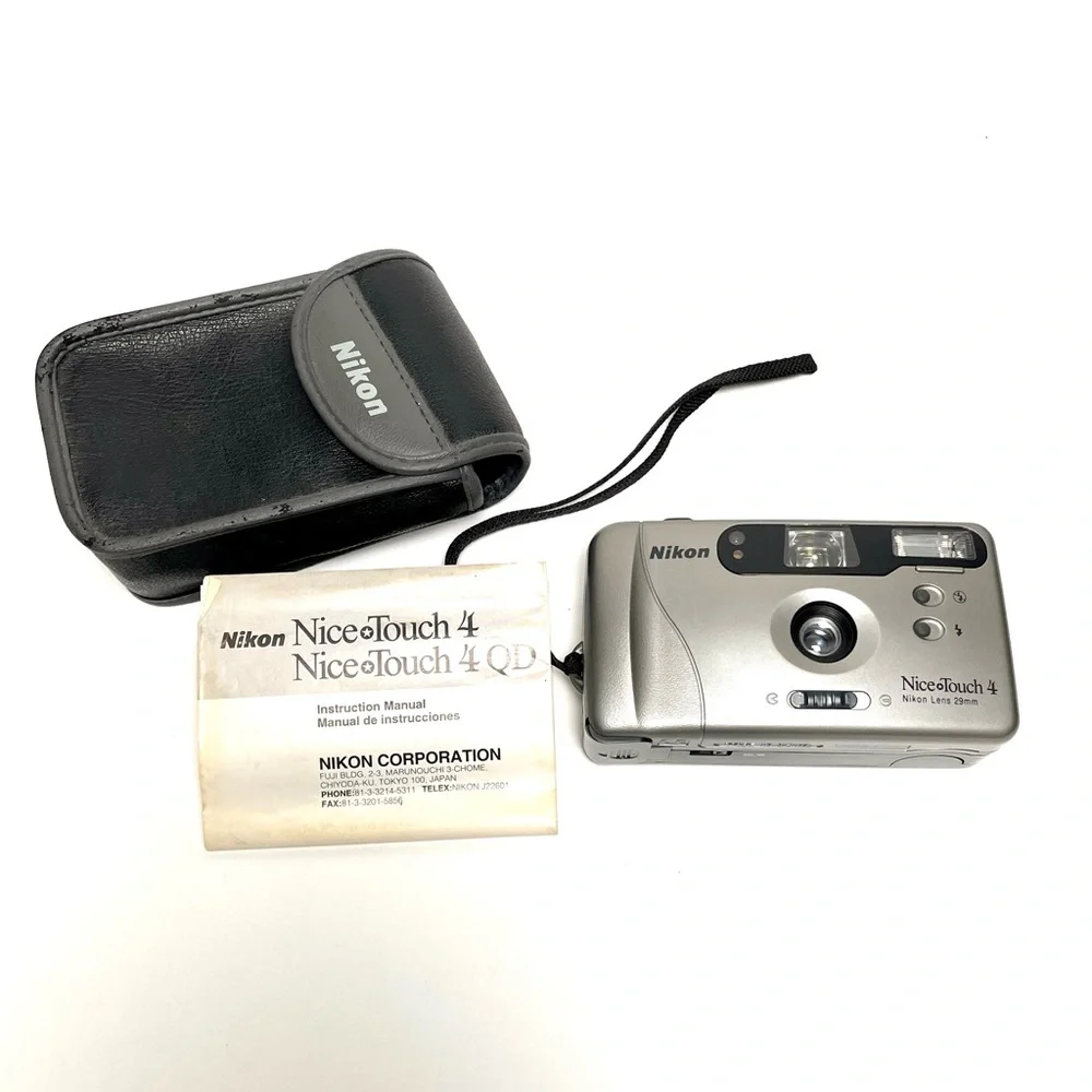 Vintage NIKON Nice Touch 4 Point And Shoot FILM CAMERA Case & Instructions 29mm